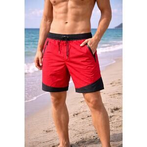Men’s Forever 21 Swim Trunks Red and Black Size XL New Without Tags
